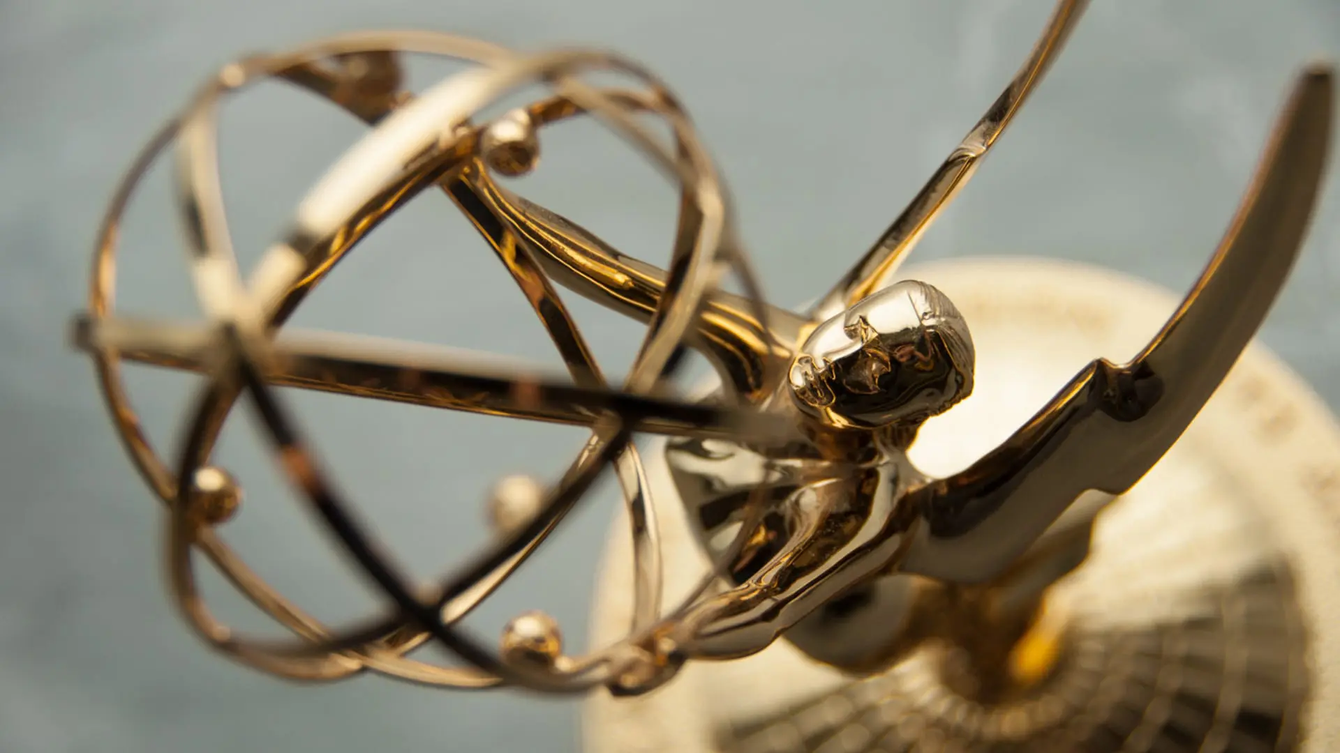 Close-up of a gold Emmy Award statuette