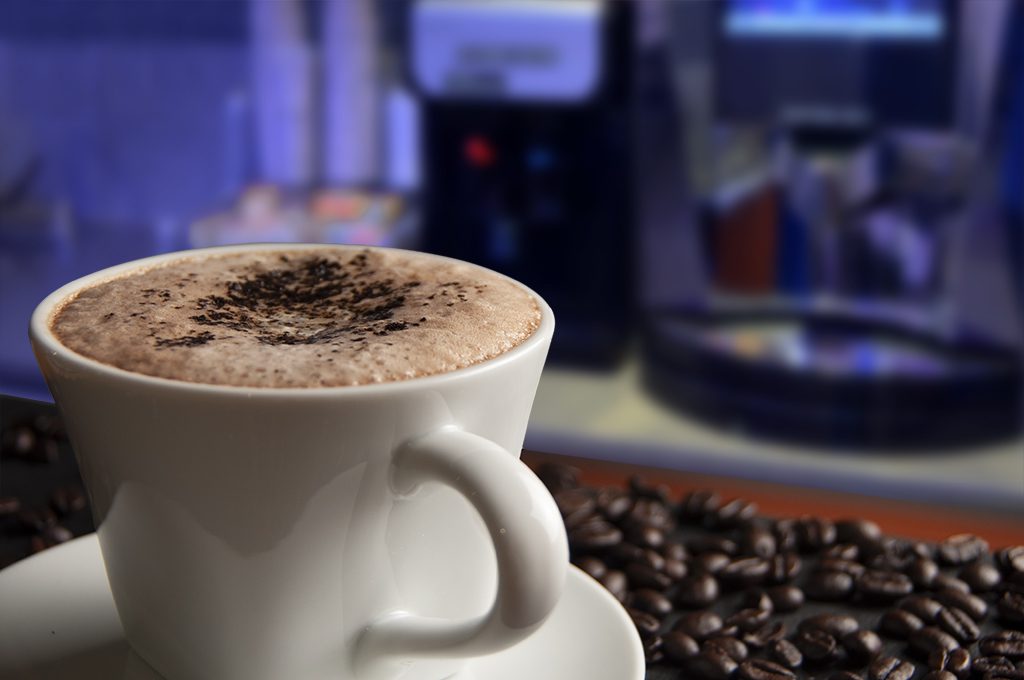 Fresh gourmet coffee and espresso machine at ThunderShot Studios break room in Washington DC